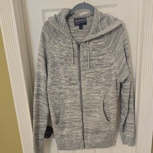 American Rag Men's Zip-Up Hooded Sweater in Gray Knit XL